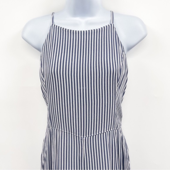 Abercrombie & Fitch Striped Romper Smocked Open Back Jumper Blue White Shorts - Picture 4 of 10